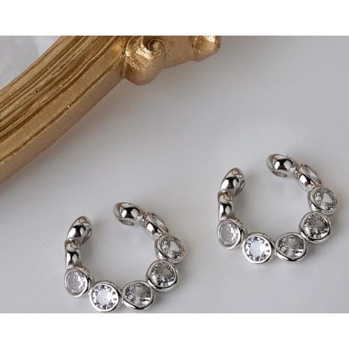 Luckydays Circular Micro Inlaid Zircon Earring Geometry Irregular Shape Ear Cuff Clip on Earring For Women Girl Earring