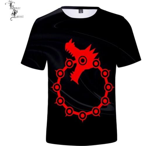 Seven Deadly Sins 3D Printing T-shirt Summer Fashion Round Neck Short Sleeve Popular Japanese Anime nanatsu no taizai Plus Size