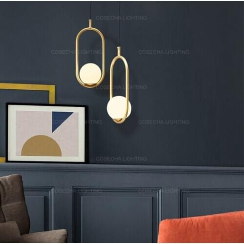 Glass ball pendant light gold hanging light single pendant lamp loft nordic bedroom lamp kitchen fixture hallway corridor lights