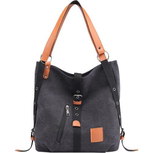 High Capacity Women Canvas Tote Ladies Casual Shoulder Bag Reusable Shopping Beach Bag Multifunctional Crossbody Messenger Bag