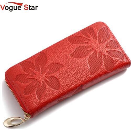 Vogue Star Genuine Leather Wallet Women Lady Long Wallets Women Purse Female 6 Colors Women Wallet Card Holder Day Clutch LB225