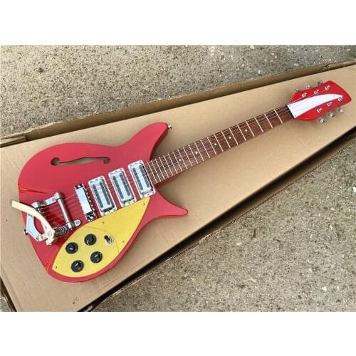 High quality 325 electric guitar 6 string red rosewood fingerboard F hole gold guard free shipping