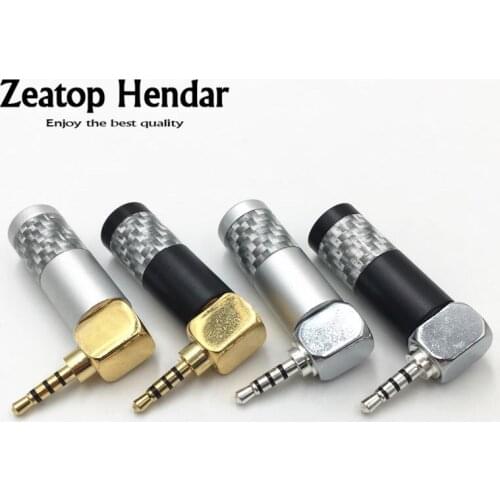 10Pcs Angle 2.5mm 4Pole Stereo Male Jack 2.5 Gold / Silver Plated Audio Plug for DIY Repair Hifi Earphone Carbon Fiber Connector