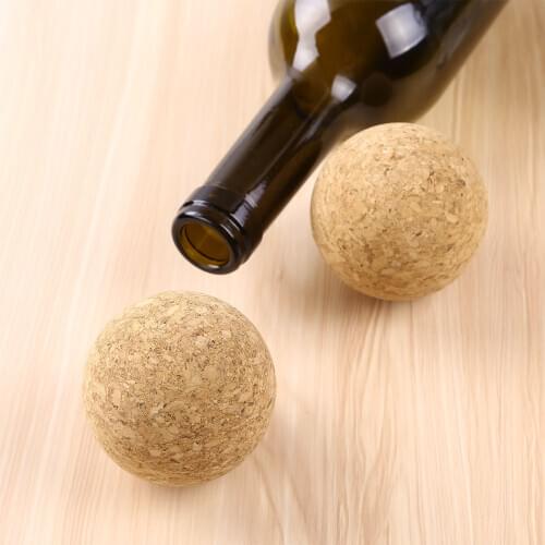 2Pcs Wine Corks Natural Round Wooden Wine Decanter Ball Stoppers Reusable Dustproof Carafe Bottle Plugs Homebrew Beer Tools