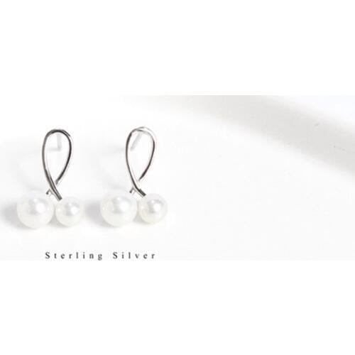 2019 Natural Freshwater Pearl Earrings Pure 925 Sterling Silver Stud Earrings For Women Girls Trendy Party Gifts Fashion Jewelry