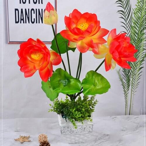 27/50cm Long Lotus Mixed Color Artificial Flower Lifelike Water Lily Micro Landscape for Wedding Pond Garden Fake Plants Decor