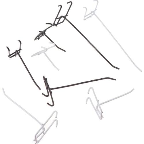 5pcs Workshop Hook Arm Wall Mesh Display Hooks Storage Racks Retail Shop Peg Goods Shelf Metal Panel Hang Fits Perforated