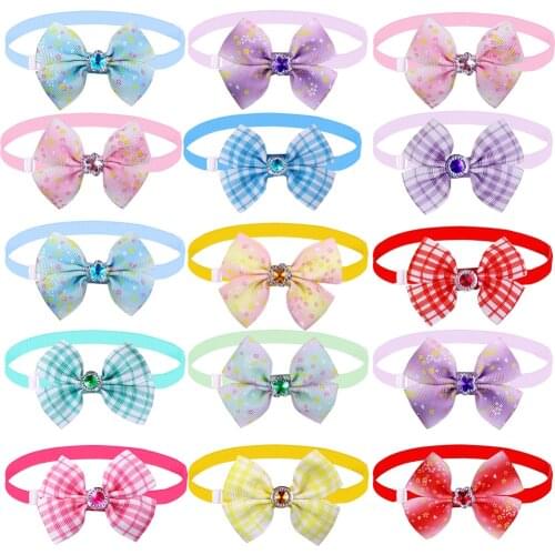50pcs Spring Pet Supplies Small Dog Bow Tie Pet Dog Cat Puppy Bowties Collar Pet Bowties Dog Accessories For Small Dogs