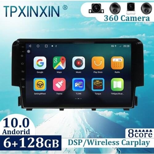 6+128GB For Honda Civic 2016-2018 Android 10 Carplay Radio Player Car GPS Navigation Head Unit Car Radio with Screen