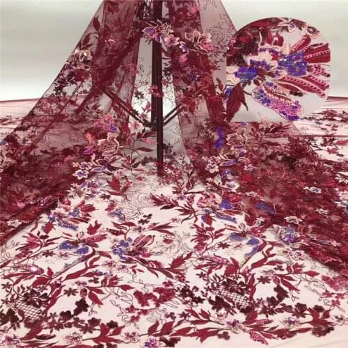 African Dry Lace Fabrics 2020 High Quality lace Nigerian Lace Fabric With Sequins French Lace Fabric For Party Dress ru18-51