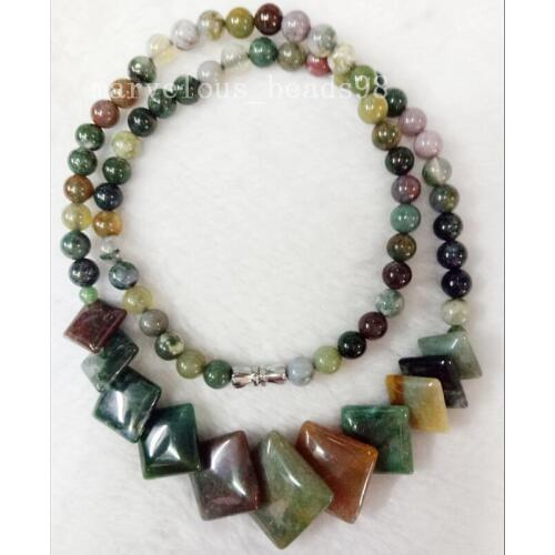 Free shipping Fashion Jewelry 6~18mm New Fashion Multicolor Carnelian Art Beads Necklace 17.5" G6751