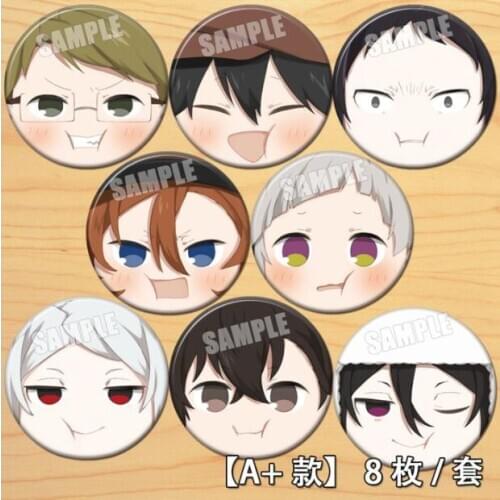 Bungou Stray Dogs Nakajima Atsushi Dazai Osamu Nakahara Chuya Figure 4649 Badges Round Brooch Pin Gifts Kids Collection Toy