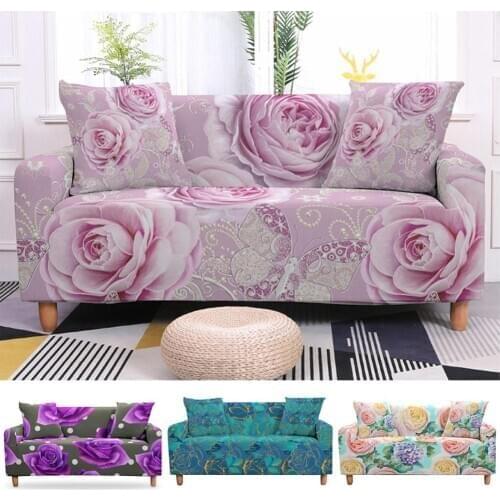 3D Rose Flower Slipcovers Sofa Cover Bohemian Ethnic Flower for Living Room Sectional L Shape Sofa Couch Cover 2/3 seater