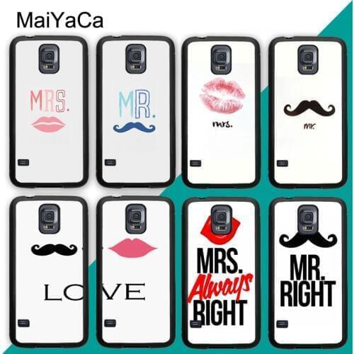 Mrs Right & Mr Wrong Matching Couple Case For Samsung A21S A20e A71 A51 A10 A40 A50 A70 Galaxy S20 Plus S10 S9 Note 20 Ultra