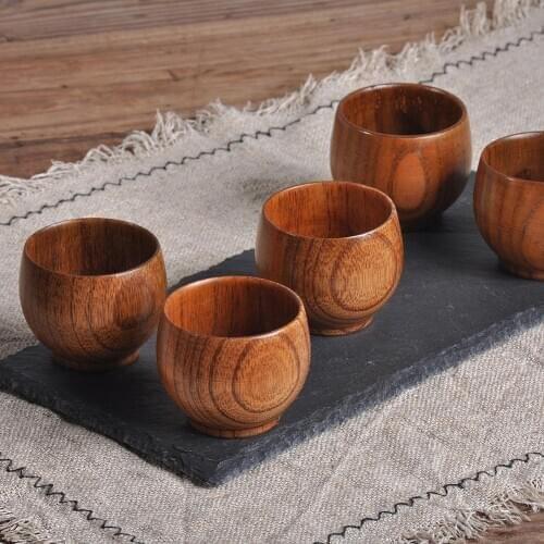 1pc Healthy Vintage Style Wooden Tea Cup Beer Milk Water Home Restaurant Office Drinkware Tea Supplies Tea Cup Home Cup Gifts