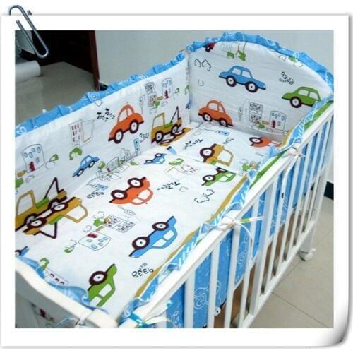 Cartoon Car baby bed around cuna colecho unpick and wash bedding set Baby Safety Protection (4bumpers+sheet+pillow cover)