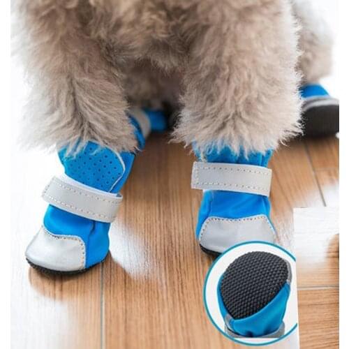 4 Sizes Breathable Waterproof Dog Cat Shoes Reflective Dog Shoes Anti-Slip Rain Snow Pet Boots Paw Protecters For Small Dogs