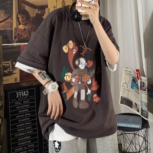 T-shirt for Mens Thin Casual All-match Round Neck Short-sleeved Tops Loose Printed Bottoming Shirt Trend Spring Autumn T-shirts