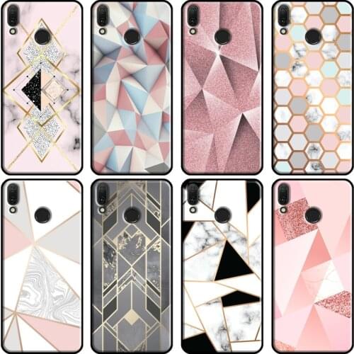 Geometric Gold Marble Case For Huawei Y3 II Y5 Y7 2017 Y6 Prime 2018 Y9 2019 Y7A Y5P Y6P 2020 Nova 5T 2i Case
