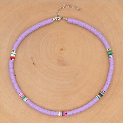 Go2Boho Vinyl Heishi Necklace Polymer Clay 6mm Disc Bead Collier Women Boho Handmade Jewelry Ladies Necklace Factory Price