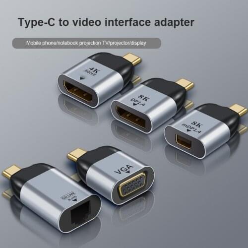 HD video converter 4K 60Hz Type-C to HDMI-compatible/Vga/DP/RJ45/mini DP HD cable adapter suitable for USB-C Type C adapter