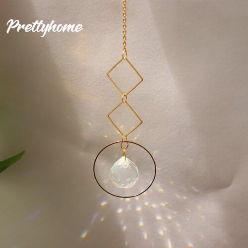 Crystal Iron Ring Prisms Hanging Rainbow Chaser Lighting Accessories for Window Curtains Pendant Home Garden Decor