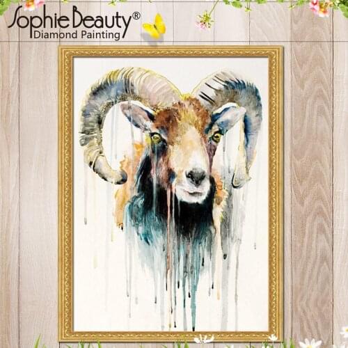 Sophie Beauty Diy Full Diamond Painting Cross Stitch Resin Beaded Embroidery Color Goat Head Handcraft Diamond Mosaic Kits Arts