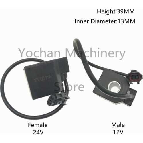 Solenoid Valve Coil For Hyundai Excavator Fit R210/220-5 24V R55/60 12V Walking Safety Pilot Valve