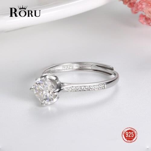 925 Sterling Silver Moissanite Open Adjustable Ring with Diamonds Finger Rings for Women Jewelry Engagement Wedding Ring
