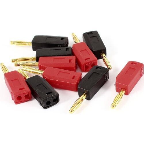 Speaker wire cable 2 mm Banana plug connection 10 sheets Black + red