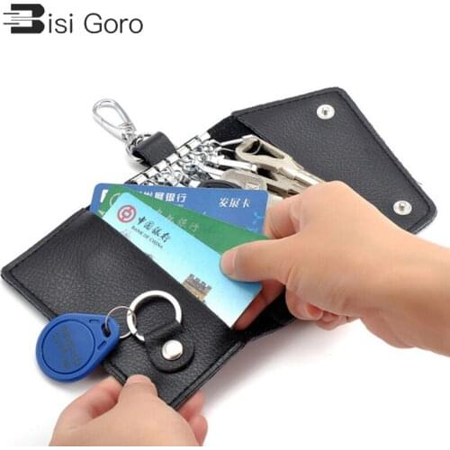BISI GORO 2020 Men & Women Car Key Bag Wallet Fashion Multi Function Mini Key Case Brand Car Key Holder Genuine Cow Leather