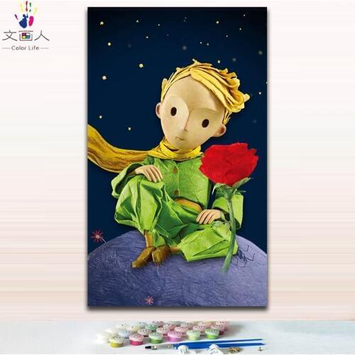 New DIY Painting by numbers princekin and fox little Prince star rose picture coloring paints by numbers with kits
