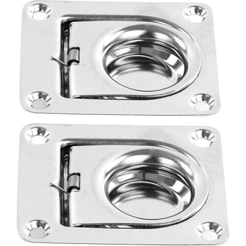 Rectangular Recessed Hatch Spring Loaded Pull Ring for Marine Locker Hatch Latch Cabinet Hatches Handle