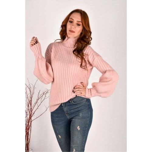 Powder Half Turtleneck Knitwear Sweater womens clothing stylish elegant slim happy business woman working woman female student