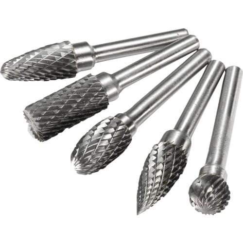 RB13 5pcs 12mm Head Tungsten Carbide Rotary File Burr Die 6mm Shank for Rotary Drill