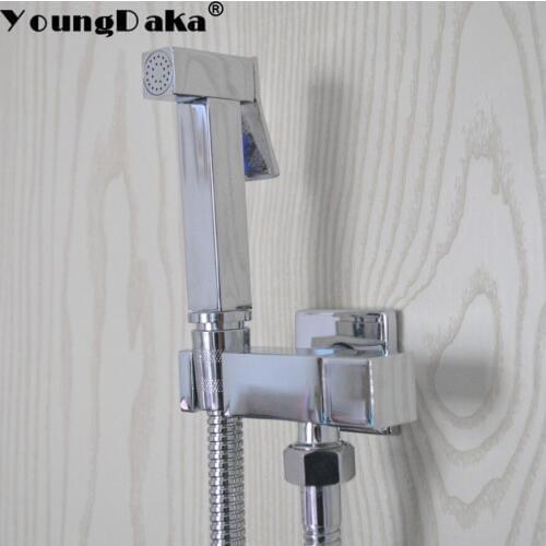 Mini Hand held Bidet Shower Sprayer Faucet Needn't Punch Toilet Jet Cleaner Portable Shattaf High Pressure Brass Corner Valve