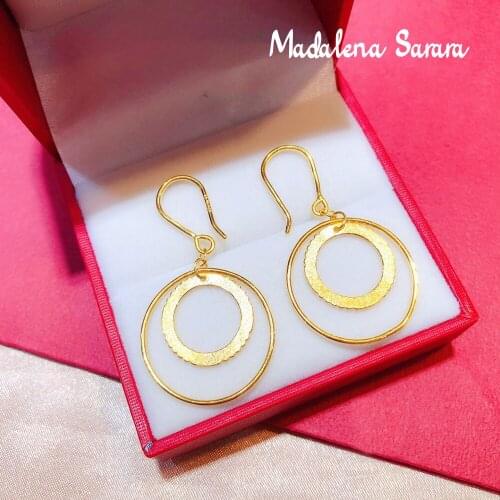 MADALENA SARARA Pure 24K Gold Women Earrings Tassel Dangle Vintage Style Au999 Women Handmade Gold Earrings 4.85g-5.12g/Pair