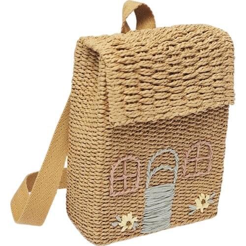 Stylish Straw Backpack Girls Woven Bag Shoulder Pack Handwoven Natural