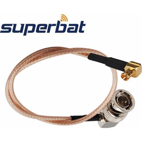Supetbat Pigtail Cable 60cm BNC Male Plug to MCX Plug Male Right Angle 75ohm Connector RF Coaxial RG179 60cm