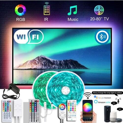 PIRTSDEL LED Strip Lights WIFI Bluetooth Infrared Controller LED Light RGB 5050 Flexible Decorative Color LED Lights for Bedroom