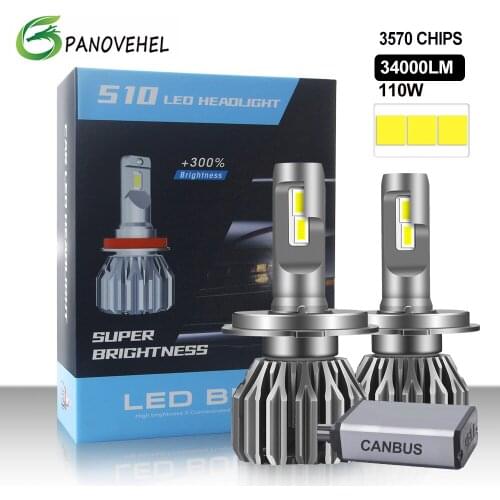 2Pcs H7 LED Headlight 34000LM 110W Canbus H4 H1 H8 H9 H11 9005 9006 Hb3 HB4 9012 Led Bulb Turbo Lamp For Car 6000K 12V