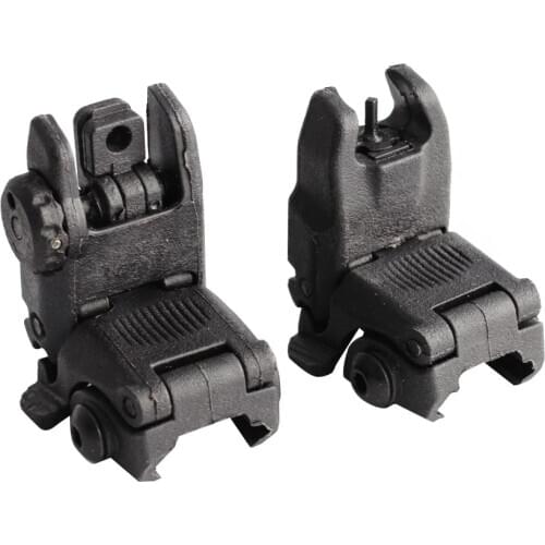 Tactical Polymer Flip up Front Rear Sight Set MBUS Back up Folding Sight fits Picatinny Mount for Hunting Rifle AR1