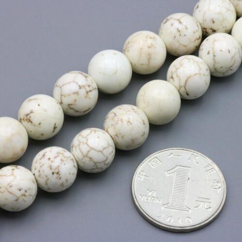 Turkey Stone white round shape 12mm loose beads 15" 2 piece/lot DIY fit jewelry making bracelet&necklace