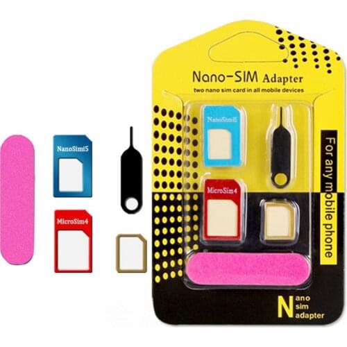Universal 5 in 1 NanoSIM Card to Micro Standard Adapter Converter for Phone