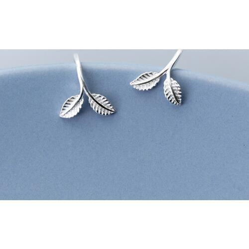Fashion Silver Color Leaf Stud Earrings For Women Girls Prevent Allergy Creative Lady Fashion Jewelry pendientes eh847