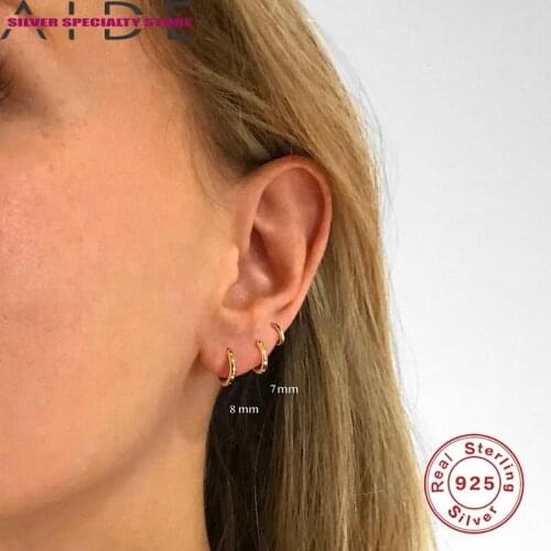 AIDE 6/7/8mm Diamond Earrings For Women 925 Silver Earrings Fashionable Hoop Earrings Jewelry Zircon Pendientes Brincos Aretes