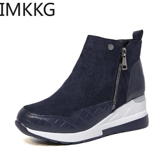 Plus Size 43 Winter Women Brown Boots Chunky Sneakers Ankle Boots Shoes Woman Zipper Buckle Thick Sole Platform botas mujer