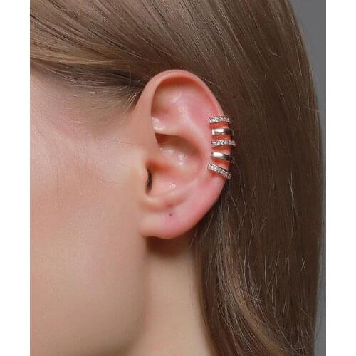 Rhinestone Fake Piercing Ear Cuff for Women Girls Geometric Ear Cuffs Clips on Earrings Earcuffs Ear Cartilage Clip Jewelry