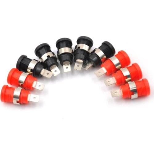 10Pcs Brass 4mm Banana Female Jack Chassis Panel Mount Socket Connector for Non-Shrouded Banana Plugs