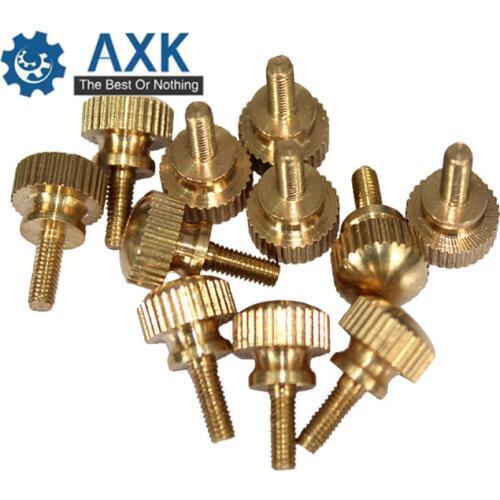 10Pcs M5 M6 GB834/DIN464 Hand Tighten Brass Knurled Screws Copper Twist Knurled Bolts Computer Chass Bolt Thumb Screw